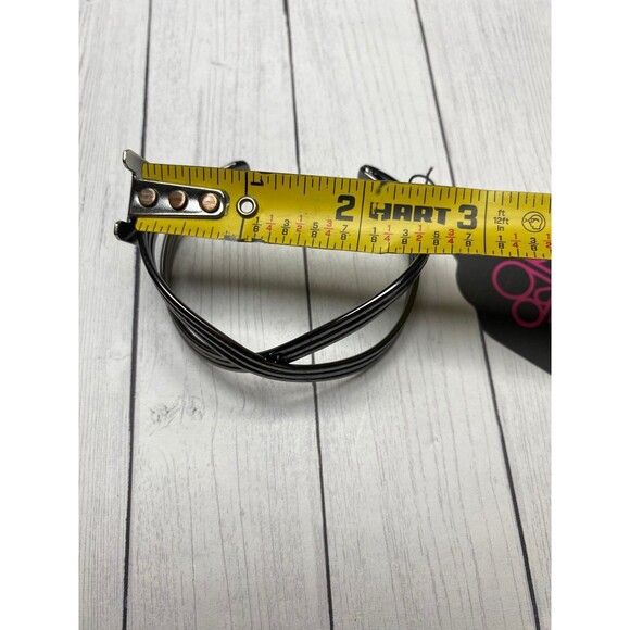 Multi Strand Black Metal Cuff Bracelet 2.5 Inch Open Bangle - Picture 2 of 3